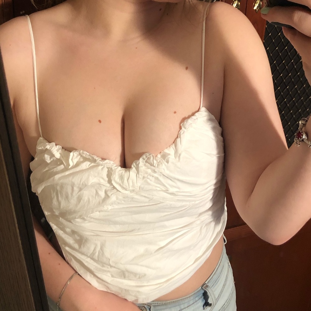 spaghetti strap white ZARA top